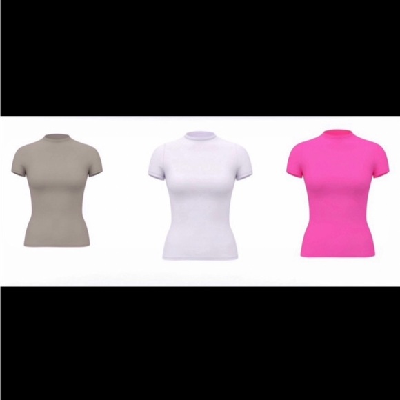 Victoria’s Secret PINK Base Stretch Tees NWT 3 Bundle Size Large - Picture 1 of 9